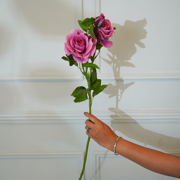 Faux Rose Flower Stick (Dark Pink) - 30 CM