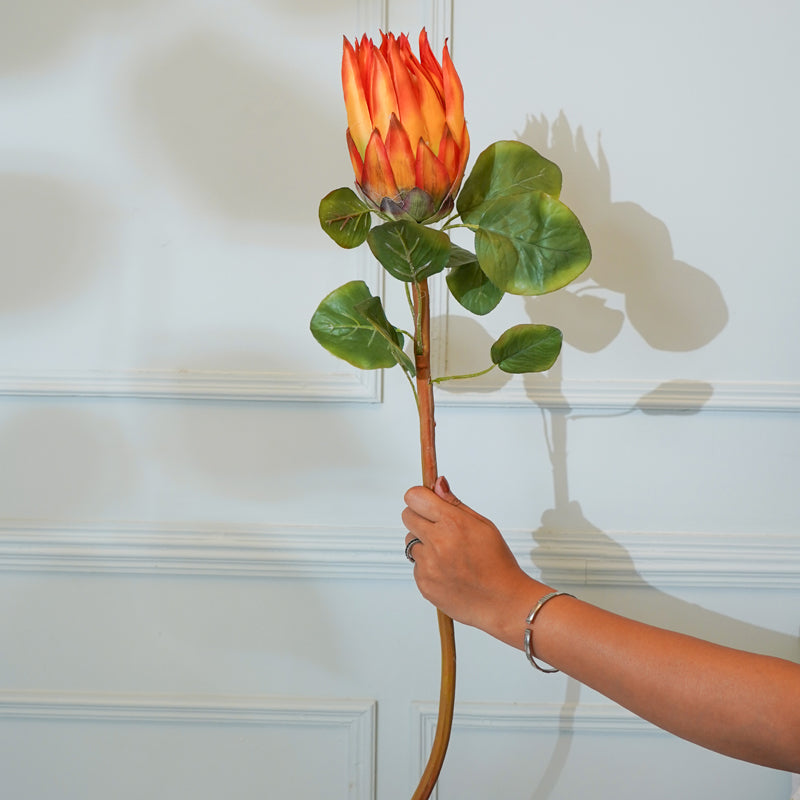 Buy Faux Protea Flower Stick (Orange) - 26 CM Artificial Flowers from Vaaree