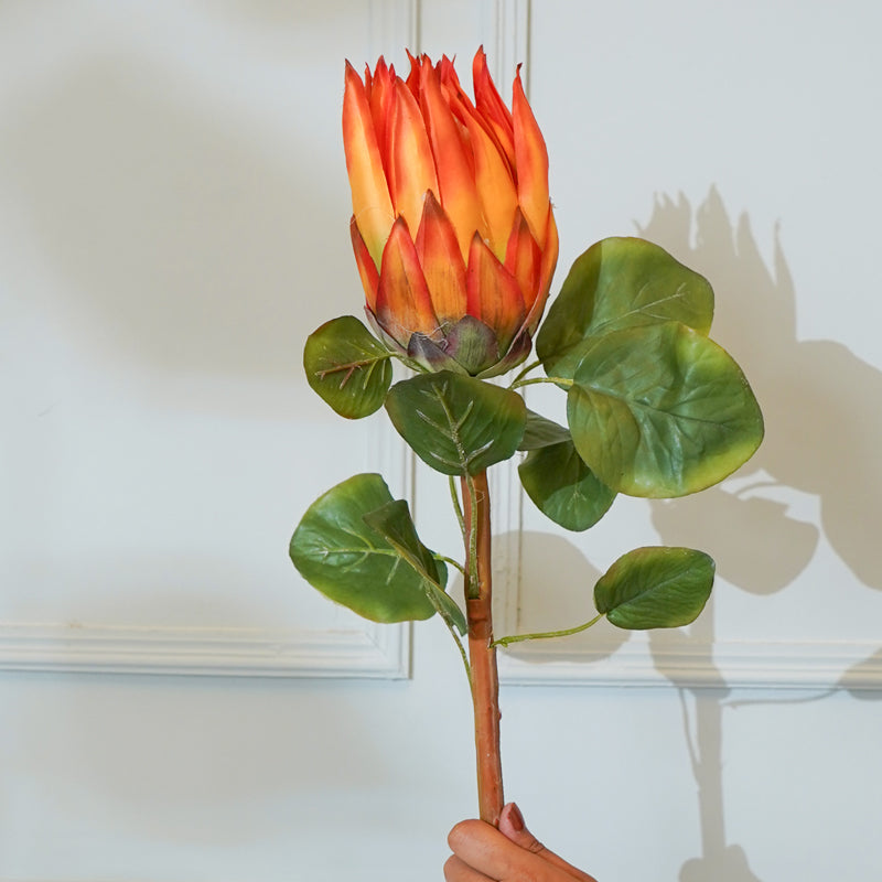 Buy Faux Protea Flower Stick (Orange) - 26 CM Artificial Flowers from Vaaree