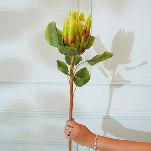 Faux Protea Flower Stick (Green) - 26 CM