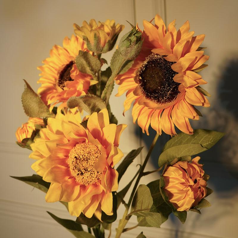 Buy Faux Yellow Sun Flower Stick (21 CM) - Set Of Two Artificial Flowers from Vaaree