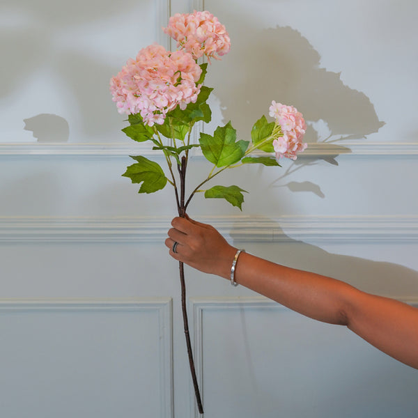 Buy Faux Silicone Hydrangea Flower Stick (Light Pink) - 29 CM Artificial Flowers from Vaaree