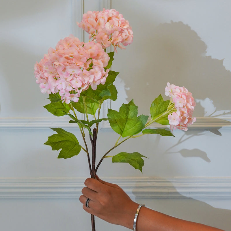 Buy Faux Silicone Hydrangea Flower Stick (Light Pink) - 29 CM Artificial Flowers from Vaaree