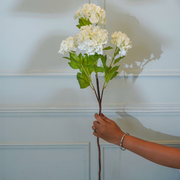 Buy Faux Silicone Hydrangea Flower Stick (White) - 29 CM Artificial Flowers from Vaaree