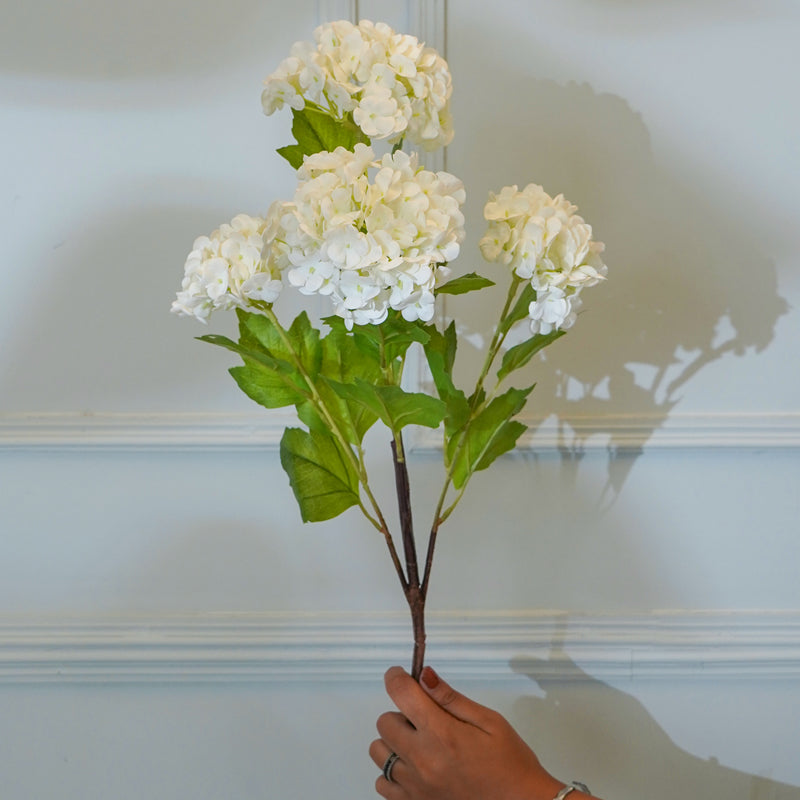 Buy Faux Silicone Hydrangea Flower Stick (White) - 29 CM Artificial Flowers from Vaaree