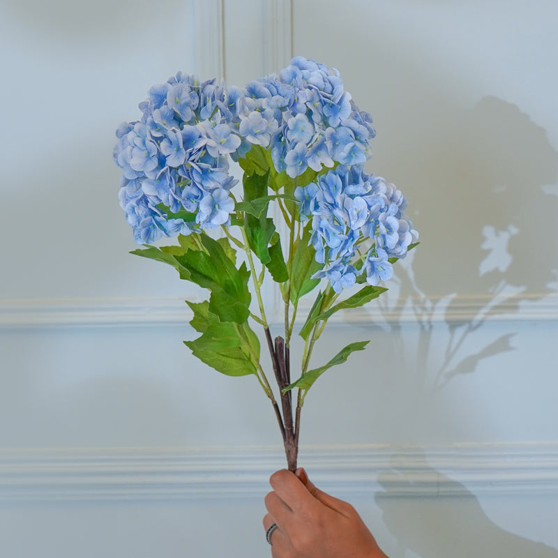 Buy Faux Silicone Hydrangea Flower Stick (Blue) - 29 CM Artificial Flowers from Vaaree