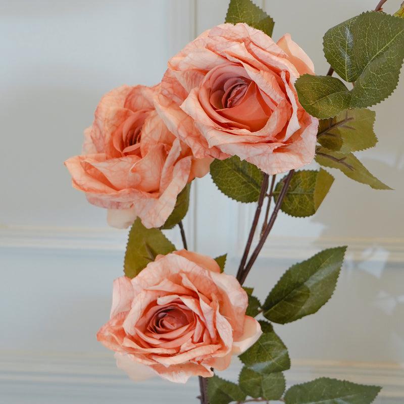 Buy Faux Autumn Rose Flower Stick (Peach) - 36 CM Artificial Flowers from Vaaree