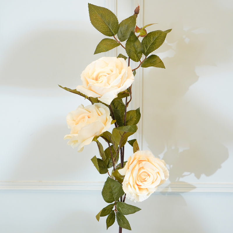 Buy Faux Autumn Rose Flower Stick (White) - 36 CM Artificial Flowers from Vaaree