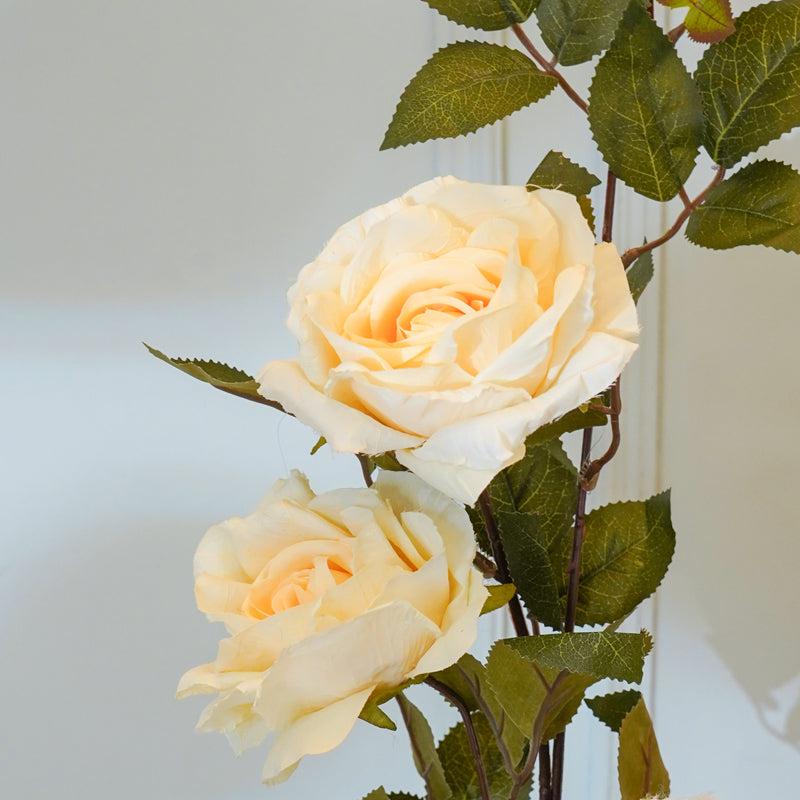 Buy Faux Autumn Rose Flower Stick (White) - 36 CM Artificial Flowers from Vaaree