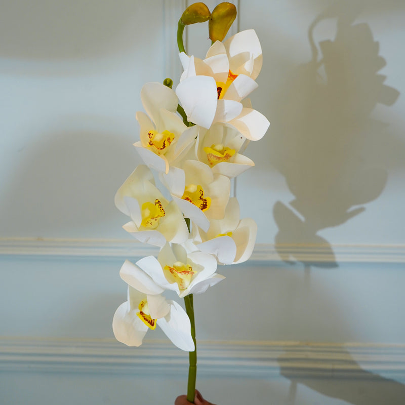 Buy Faux Cymbidium Orchid Flower Stick (White) - 30 CM Artificial Flowers from Vaaree