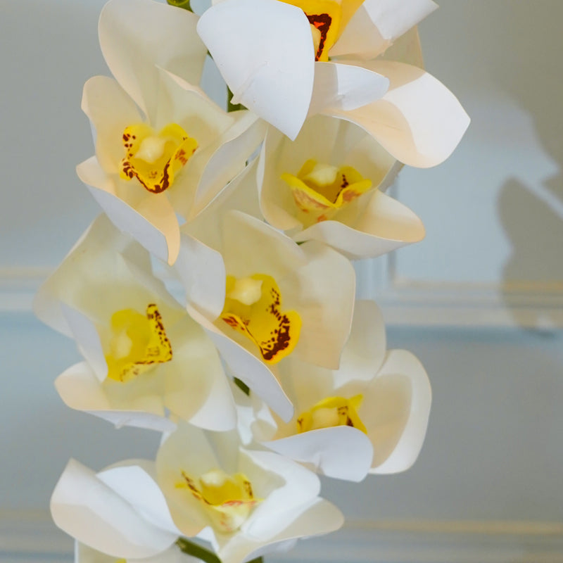 Buy Faux Cymbidium Orchid Flower Stick (White) - 30 CM Artificial Flowers from Vaaree