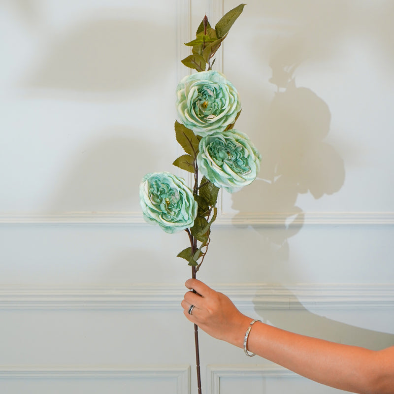 Buy Faux Autumn Peony Flower Stick (Blue) - 35 CM Artificial Flowers from Vaaree