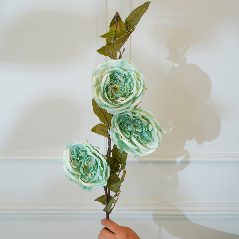 Buy Faux Autumn Peony Flower Stick (Blue) - 35 CM Artificial Flowers from Vaaree