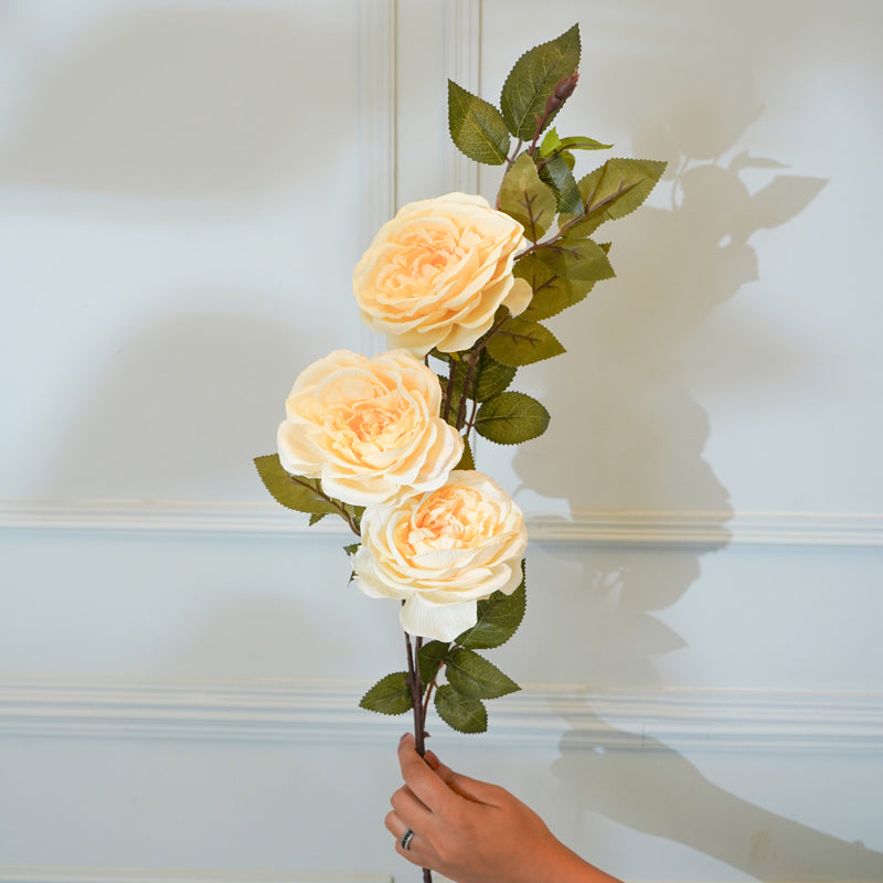 Buy Faux Autumn Peony Flower Stick (Parmesan White) - 35 CM Artificial Flowers from Vaaree