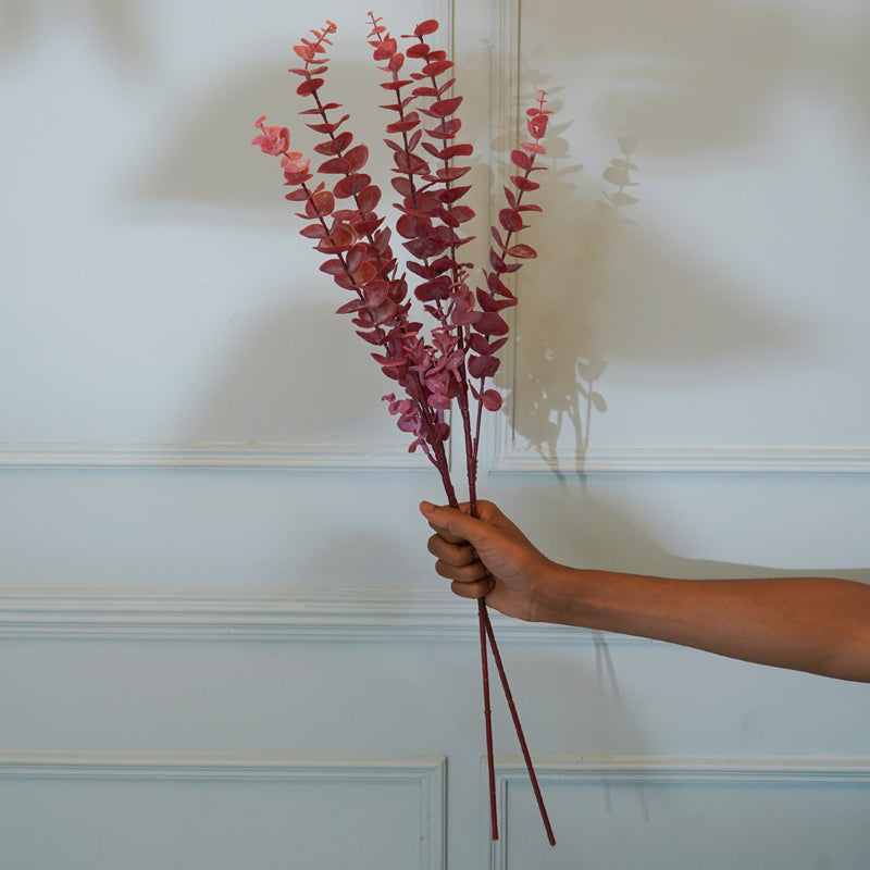 Buy Faux Red Eucalyptus Flower Stick (30 CM) - Set Of Two Artificial Flowers from Vaaree