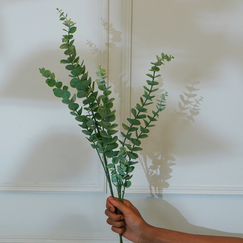 Buy Faux Green Eucalyptus Flower Stick (30 CM) - Set Of Two Artificial Flowers from Vaaree