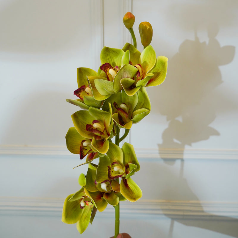 Buy Faux Cymbidium Orchid Flower Stick (Green) - 30 CM Artificial Flowers from Vaaree