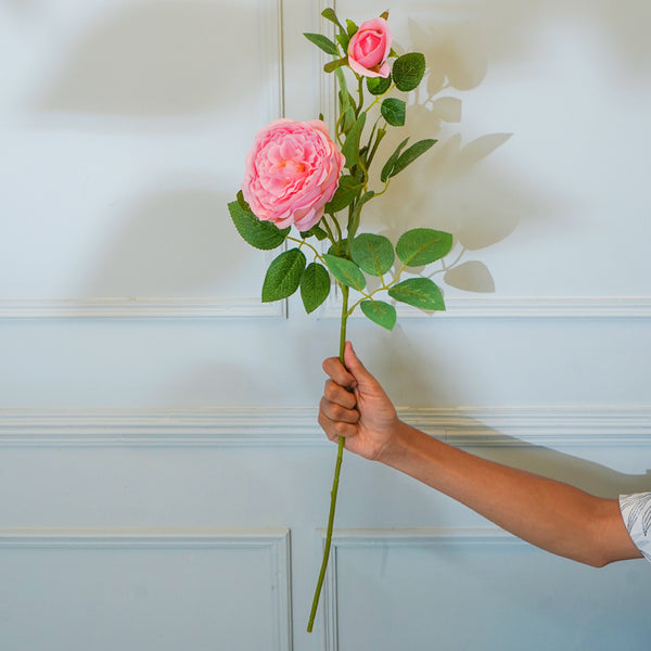 Faux Rose Flower Stick (Pink) - 29 CM