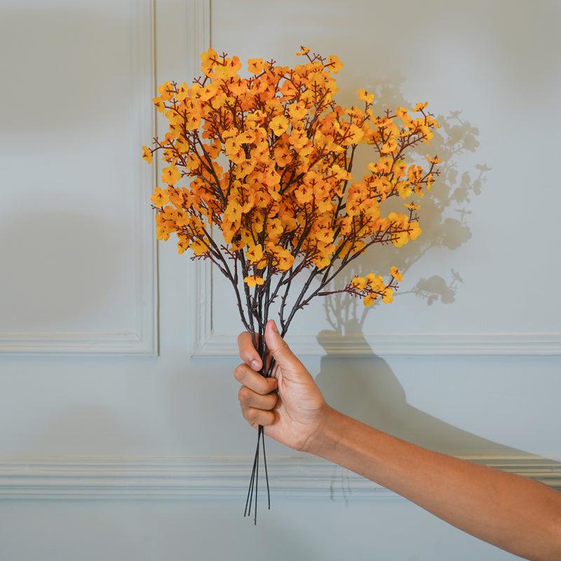 Buy Faux Yellow Gypsophila Flower Stick (19 CM) - Set Of Four Artificial Flowers from Vaaree