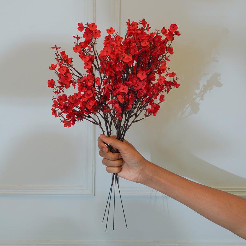 Buy Faux Red Gypsophila Flower Stick (19 CM) - Set Of Four Artificial Flowers from Vaaree