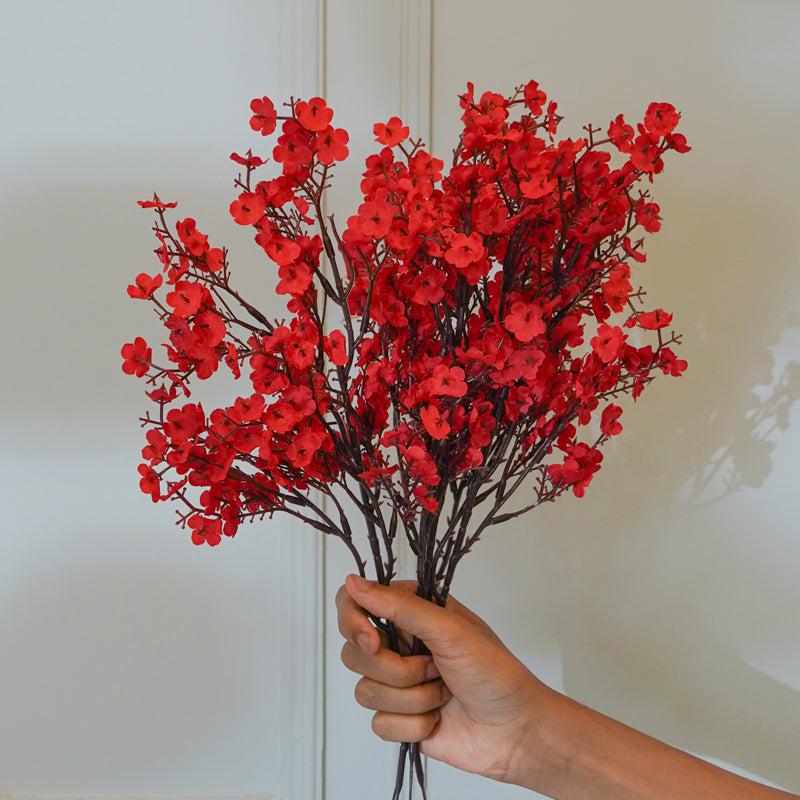 Buy Faux Red Gypsophila Flower Stick (19 CM) - Set Of Four Artificial Flowers from Vaaree