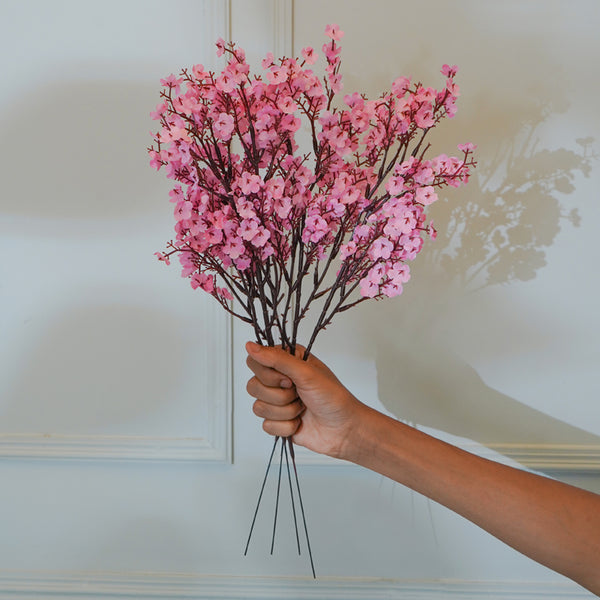 Faux Pink Gypso Flower Stick (19 CM) - Set Of Four