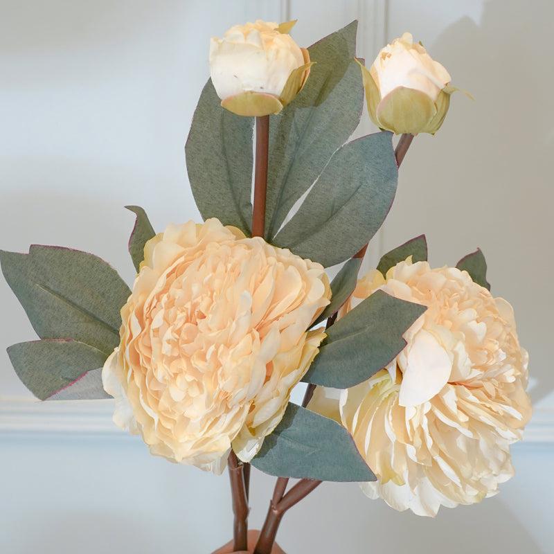 Buy Faux White Autumn Peony Flower Stick (22 CM) - Set Of Two Artificial Flowers from Vaaree