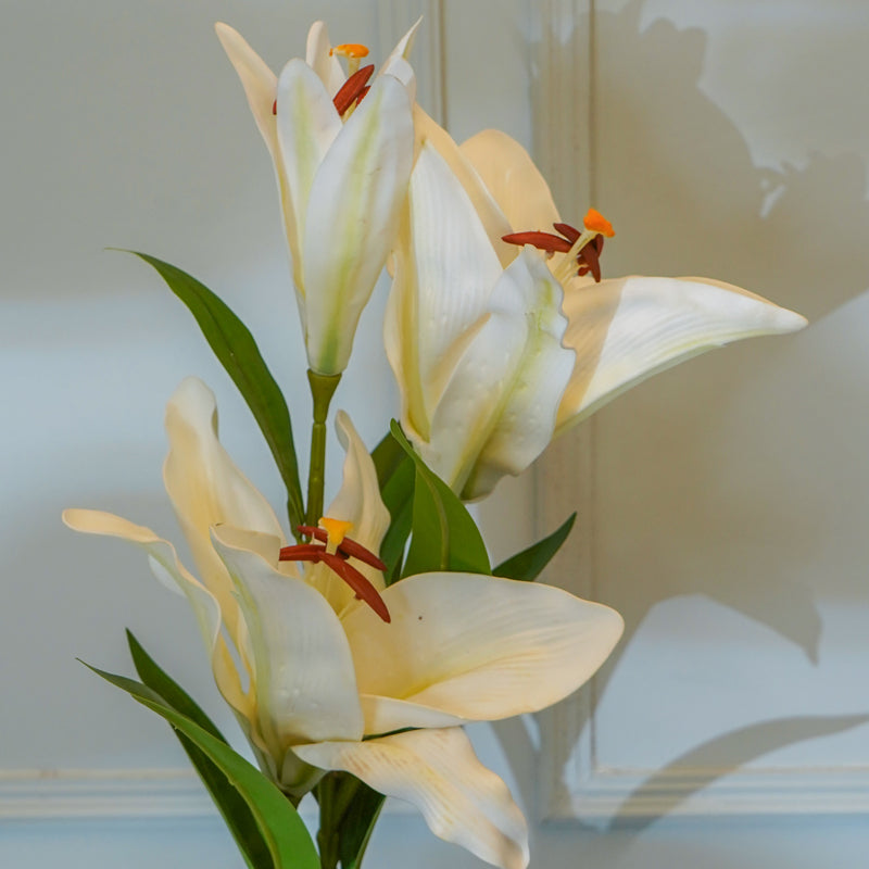 Buy Faux Orienpet Lily Flower Stick (White) - 35 CM Artificial Flowers from Vaaree