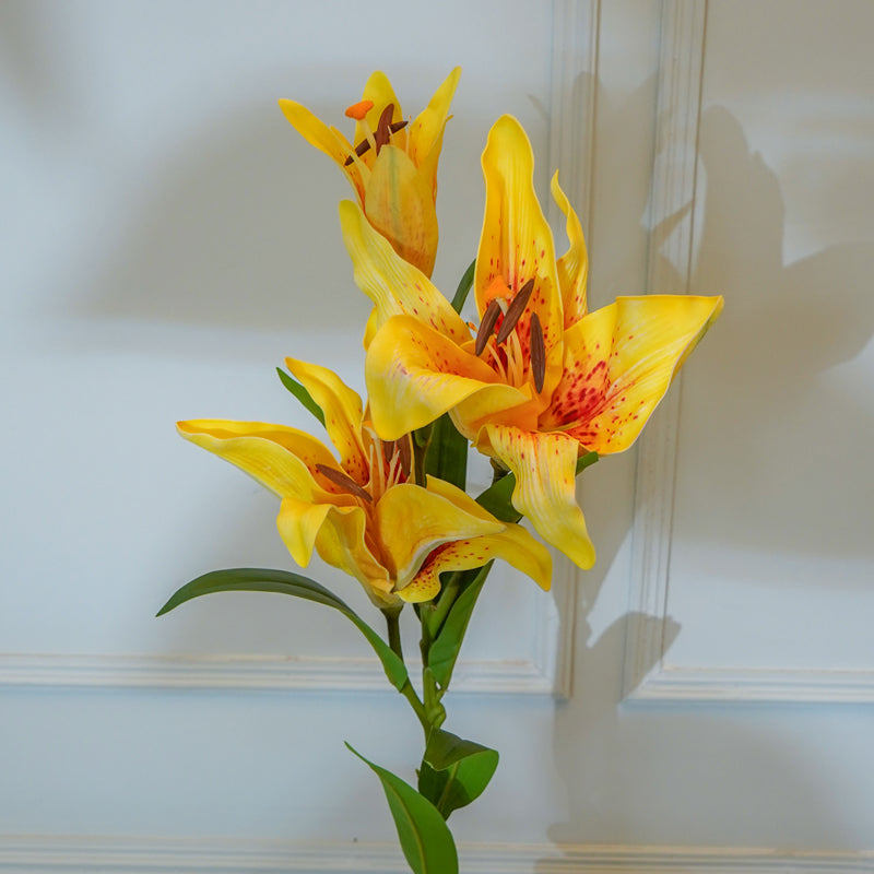 Buy Faux Foam Lily Flower Stick (Yellow) - 35 CM Artificial Flowers from Vaaree