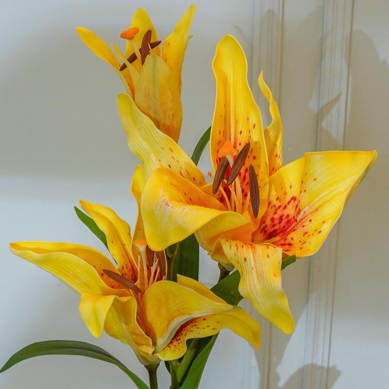 Buy Faux Foam Lily Flower Stick (Yellow) - 35 CM Artificial Flowers from Vaaree