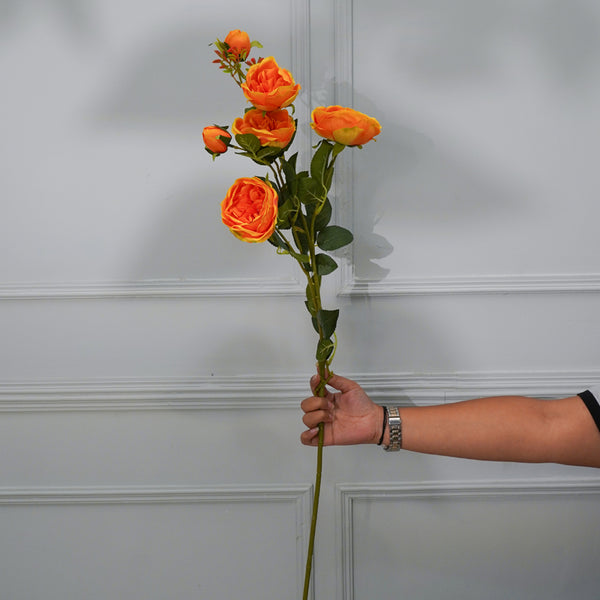 Faux Peony Flower Stick (Bright Orange) - 35 CM