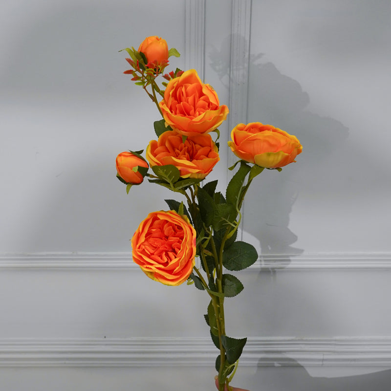 Buy Faux Peony Flower Stick (Bright Orange) - 35 CM Artificial Flowers from Vaaree