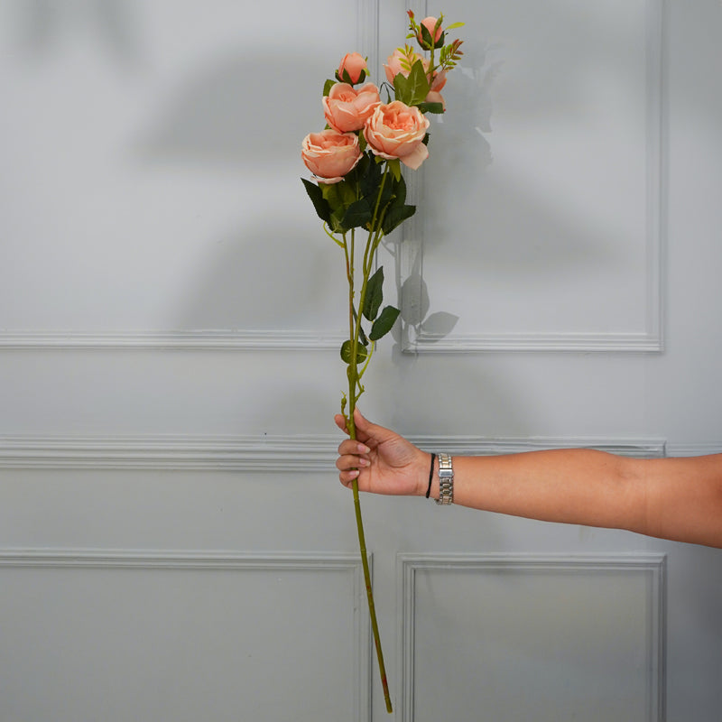 Buy Faux Riva Peony Flower Stick (Peach) - 35 CM Artificial Flowers from Vaaree