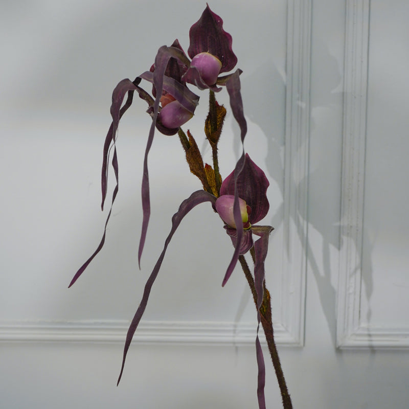 Buy Faux Paphion Orchid Flower Stick (Purple) - 31 CM Artificial Flowers from Vaaree