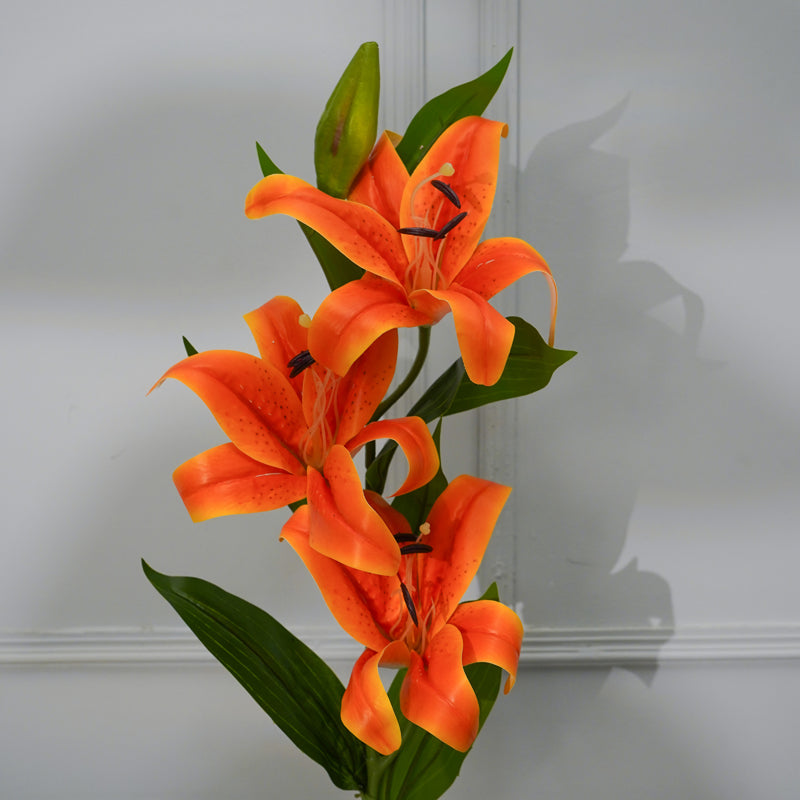 Buy Faux Lily Flower Stick (Orange) - 39 CM Artificial Flowers from Vaaree