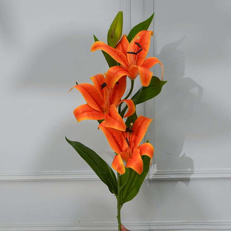 Buy Faux Lily Flower Stick (Orange) - 39 CM Artificial Flowers from Vaaree