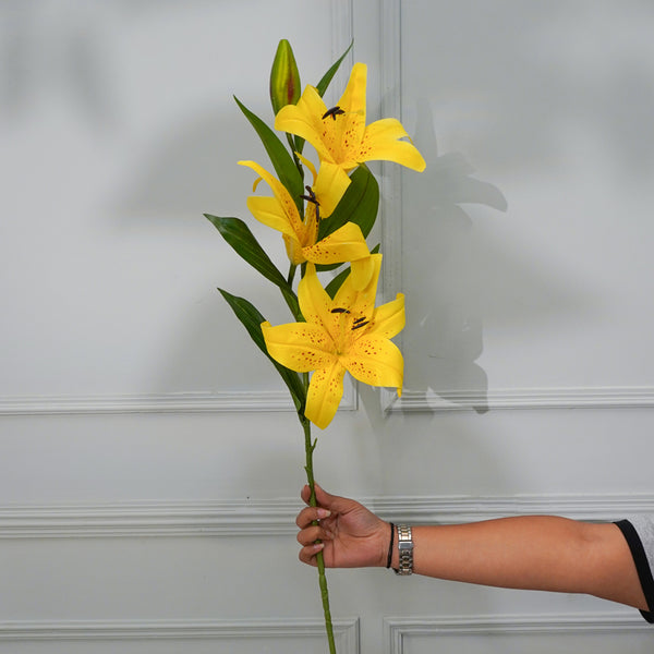 Buy Faux Lily Flower Stick (Yellow) - 39 CM Artificial Flowers from Vaaree