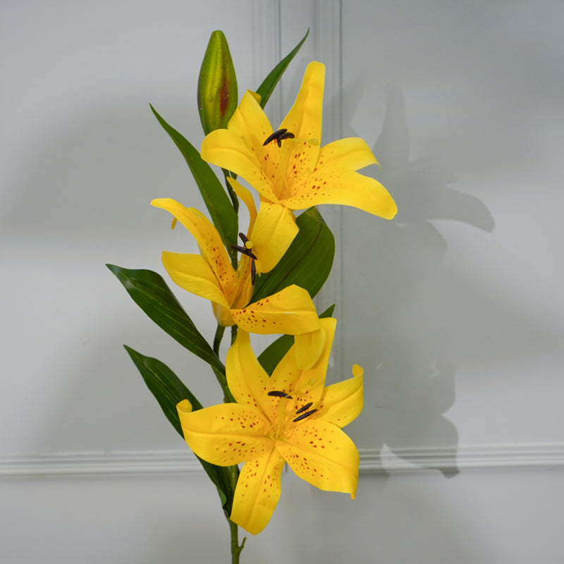 Buy Faux Lily Flower Stick (Yellow) - 39 CM Artificial Flowers from Vaaree