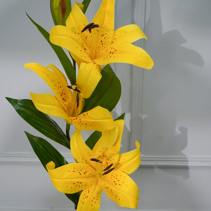 Buy Faux Lily Flower Stick (Yellow) - 39 CM Artificial Flowers from Vaaree