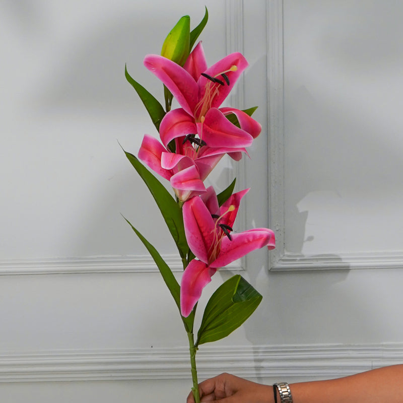 Buy Faux Lily Flower Stick (Pink) - 39 CM Artificial Flowers from Vaaree