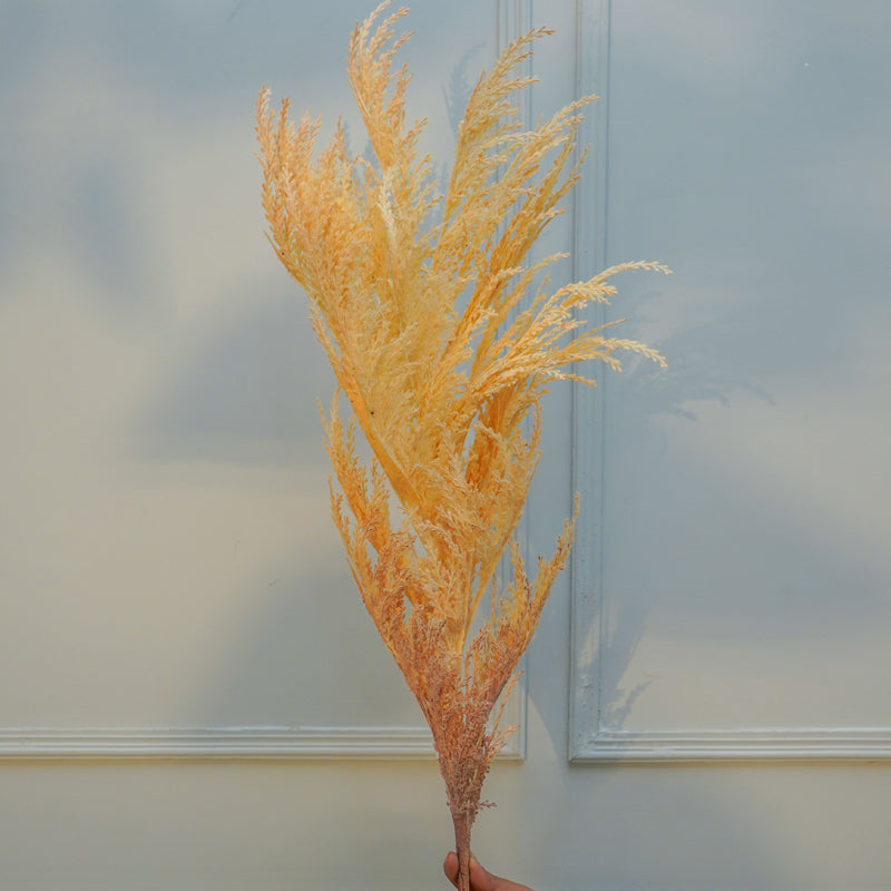 Artificial Flowers - Faux Pampas Reed Stick (Yellow) - 45 CM