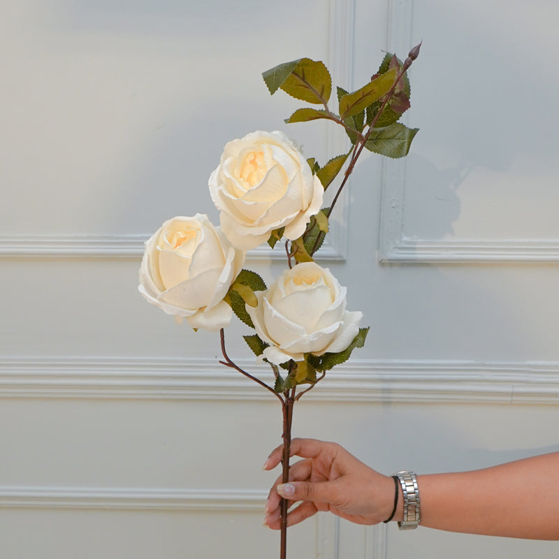 Buy Faux Autumn Peony Flower Stick (Milky White) - 36 CM Artificial Flowers from Vaaree