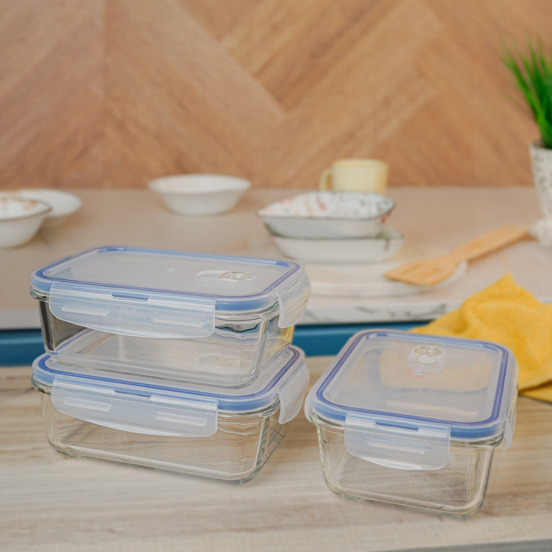 Tiffin Box & Storage Box - Jisu Nidora Transparent Storage Container (800 ML) - Set Of Three