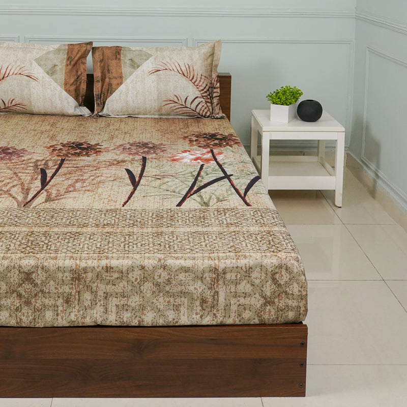 Buy Hayat Floral Bedsheet - Brown Bedsheets from Vaaree