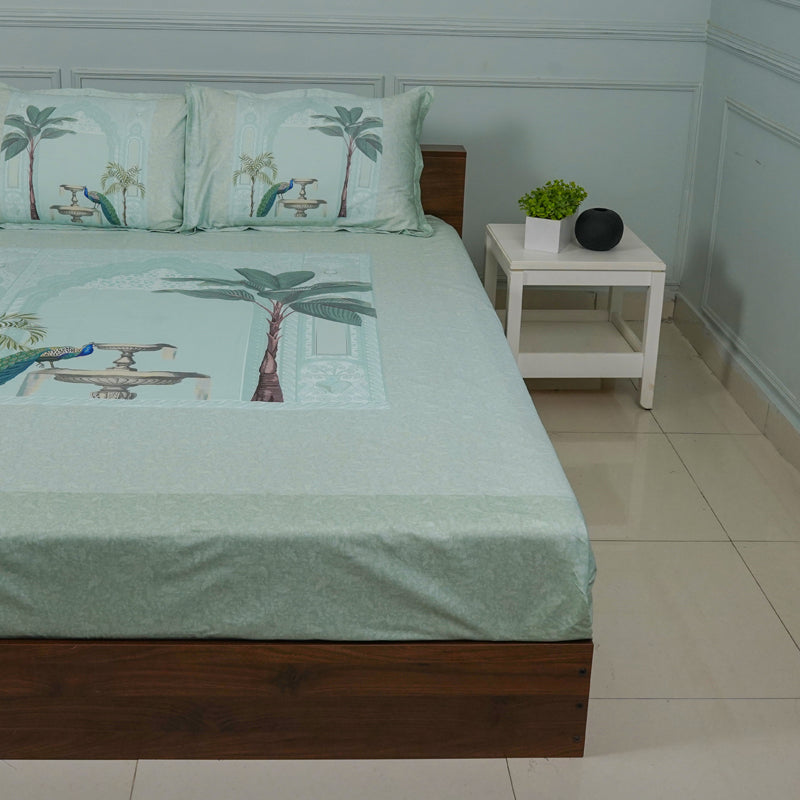 Buy Regal Oasis Bedsheet - Green Bedsheets from Vaaree