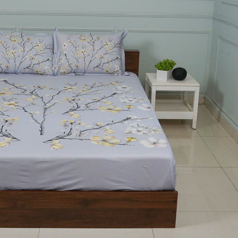 Buy Calla Blossom Floral Bedsheet - Blue Bedsheets from Vaaree