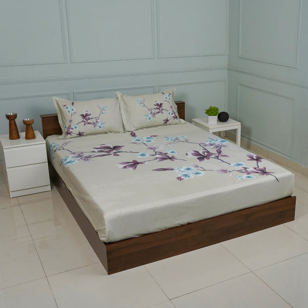 Buy Nigaar Floral Bedsheet - Beige Bedsheets from Vaaree