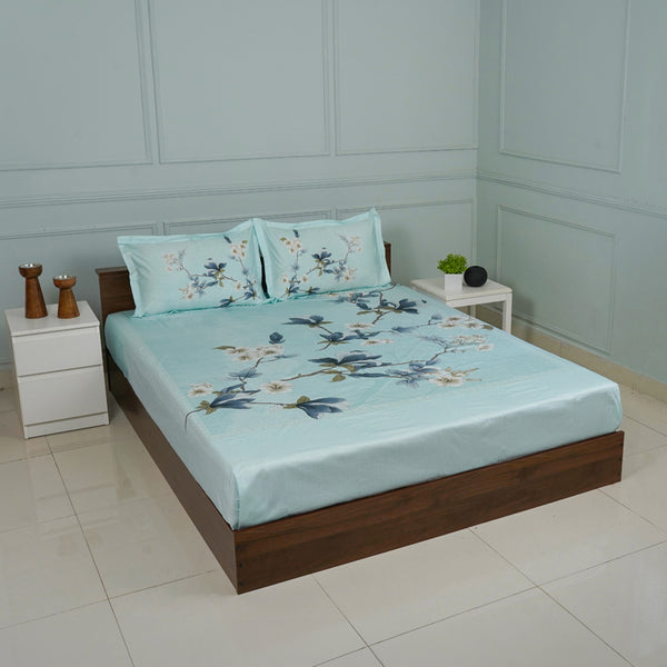 Buy Nigaar Floral Bedsheet - Pista Green Bedsheets from Vaaree