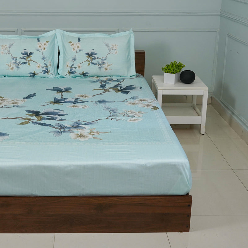 Buy Nigaar Floral Bedsheet - Pista Green Bedsheets from Vaaree