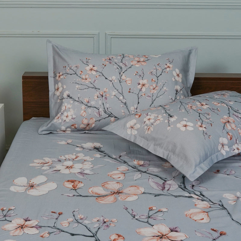 Buy Calla Blossom Floral Bedsheet - Grey Bedsheets from Vaaree